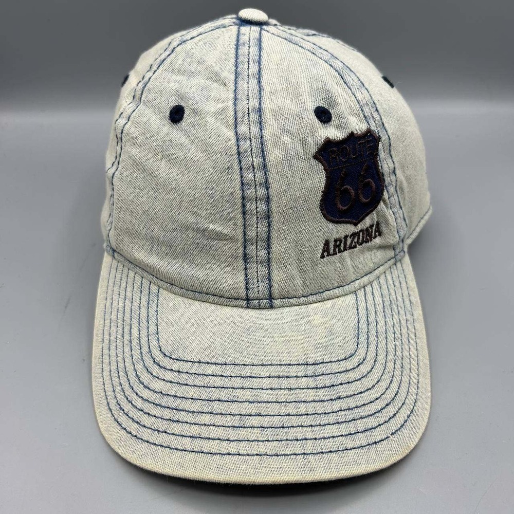 Route 66 Arizona Hat Men Denim Washed The Game Strap Back Cap Cotton New